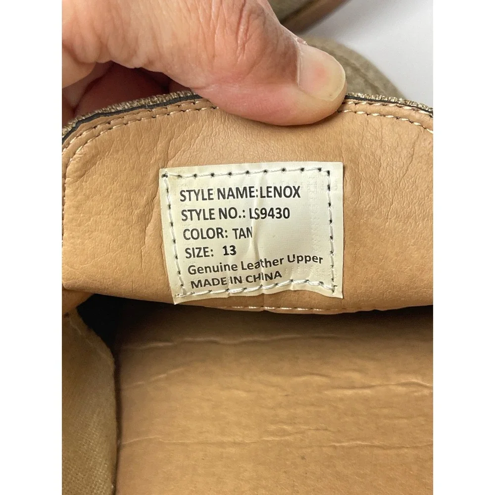 La Milano Mens Bit Loafers Beige Lenox Tan Leather Trim Memory Foam Size 13